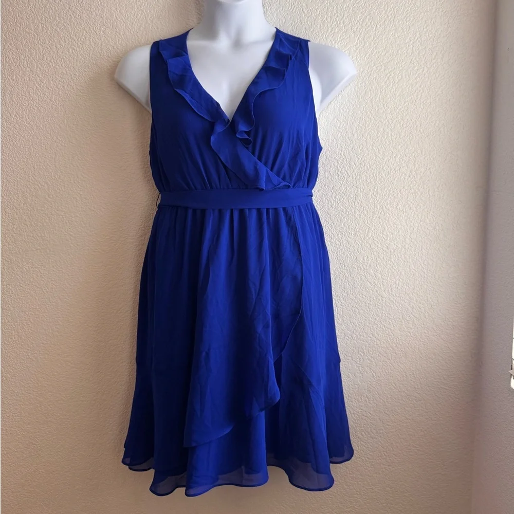 Mini Chiffon Ruffle Surplice Dress 0X